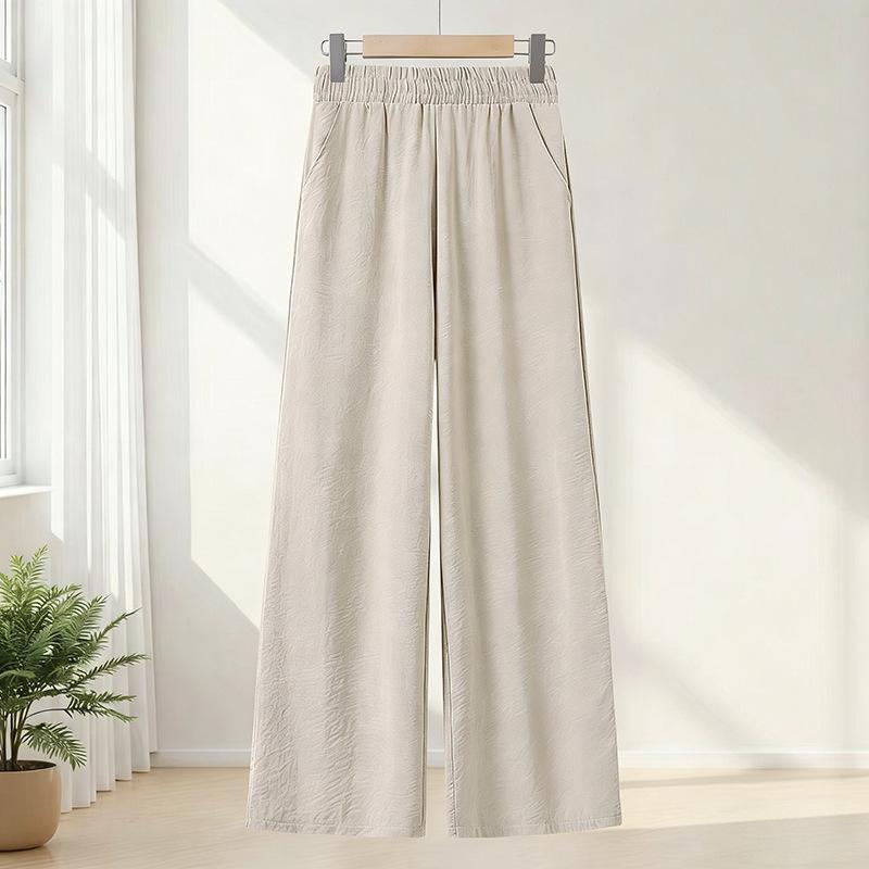 

High-Waisted Maternity Wide-Leg Pants for Middle-Aged & Elderly Women - Loose, Stylish, Elastic Waist, Nine-Point Length, Good Drape, Slimming Fit. 2XL (95-105 catty)