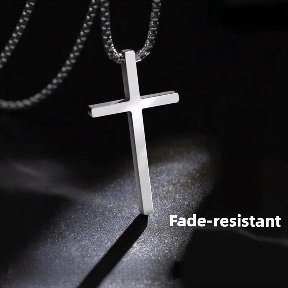 Silver Chain Pendant Necklace 60/70CM Length Jesus Cross Necklace For Women Men