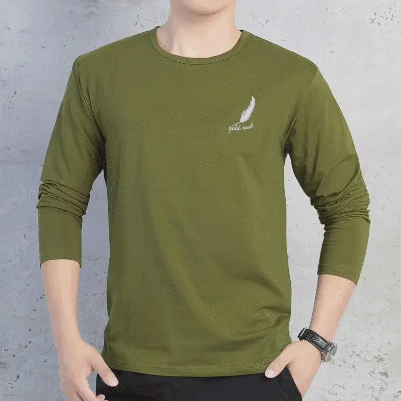 Men's Loose Fit Long-Sleeve Round Neck Top - Korean Style Youth Spring & Autumn Tee