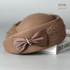 Damski Kapelusz Cloche z Mieszanki Wełny Australijskiej Beret z Welonem i Kokardą Kapelusz na Imprezę Kolacyjną Zimowy Kapelusz Filcowy Moda