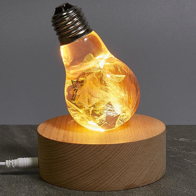 Rund geformtes LED-Nachtlicht Holzmaterial Halterungen für Kristallglaskugel Beleuchtung Lampen Zubehör 2 Farben zur Auswahl