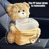 Car Tissue Holder 2-in-1 Multifunctional Cute Plush Bear Waterproof Auto Storage Truck Trash Can For Home Desk Table Bedside