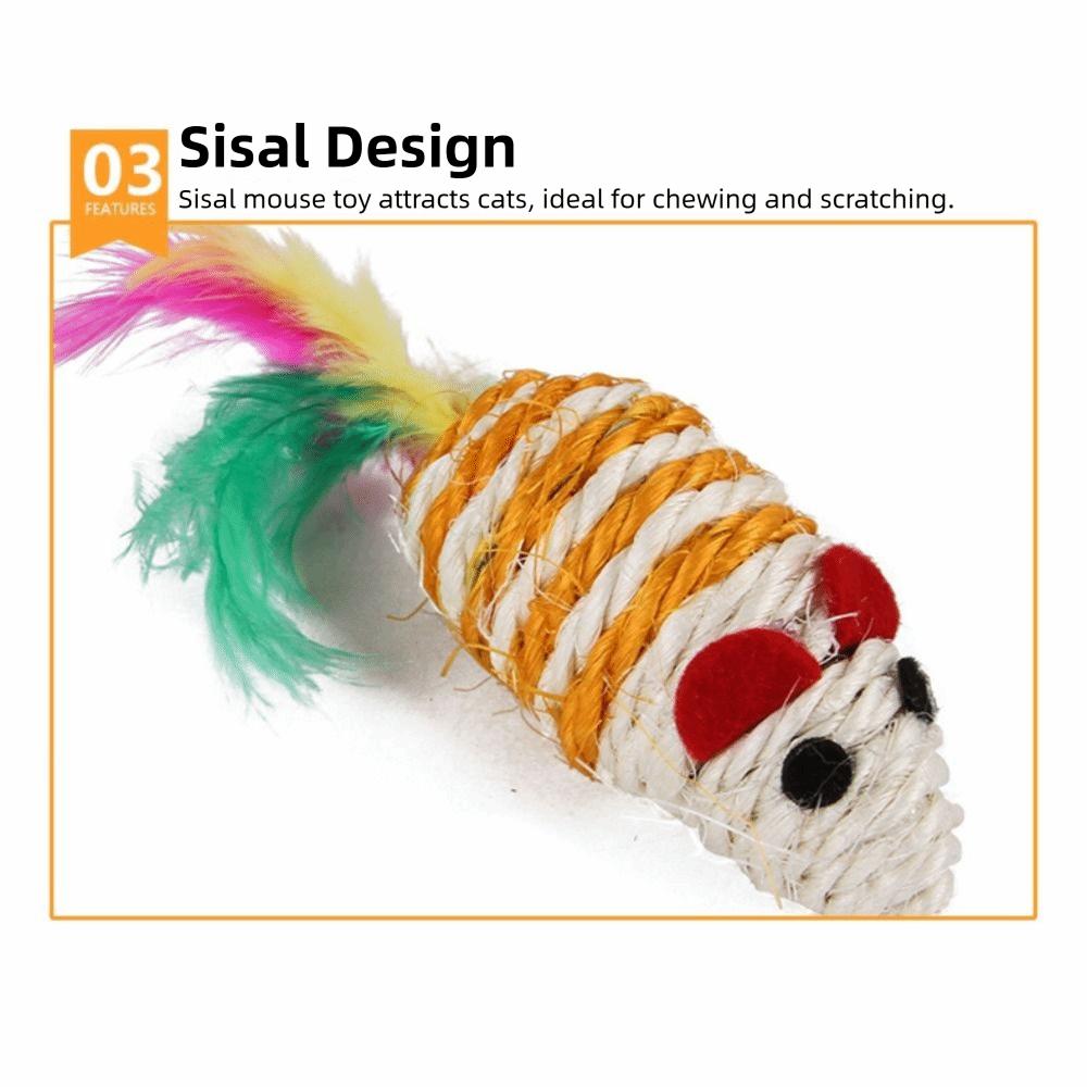 12/14/20PCS Sisal Mouse Funny Cat Stick Interactive Cat Supplies Cat Toys Interactive Play