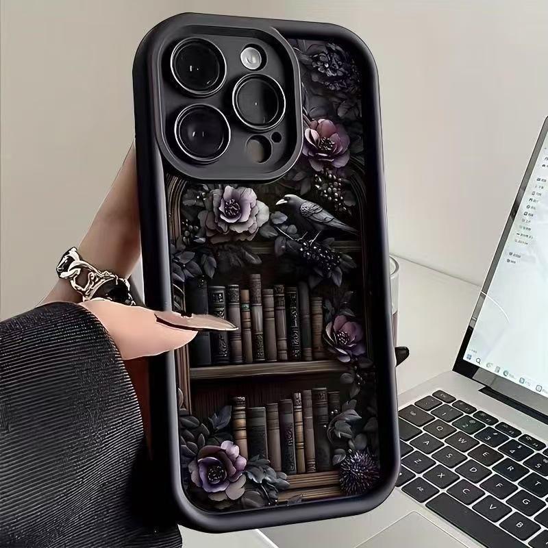Retro Bücherregal Handyhülle für Apple iPhone 14/15 Pro, 16 Pro und 17 Pro Max