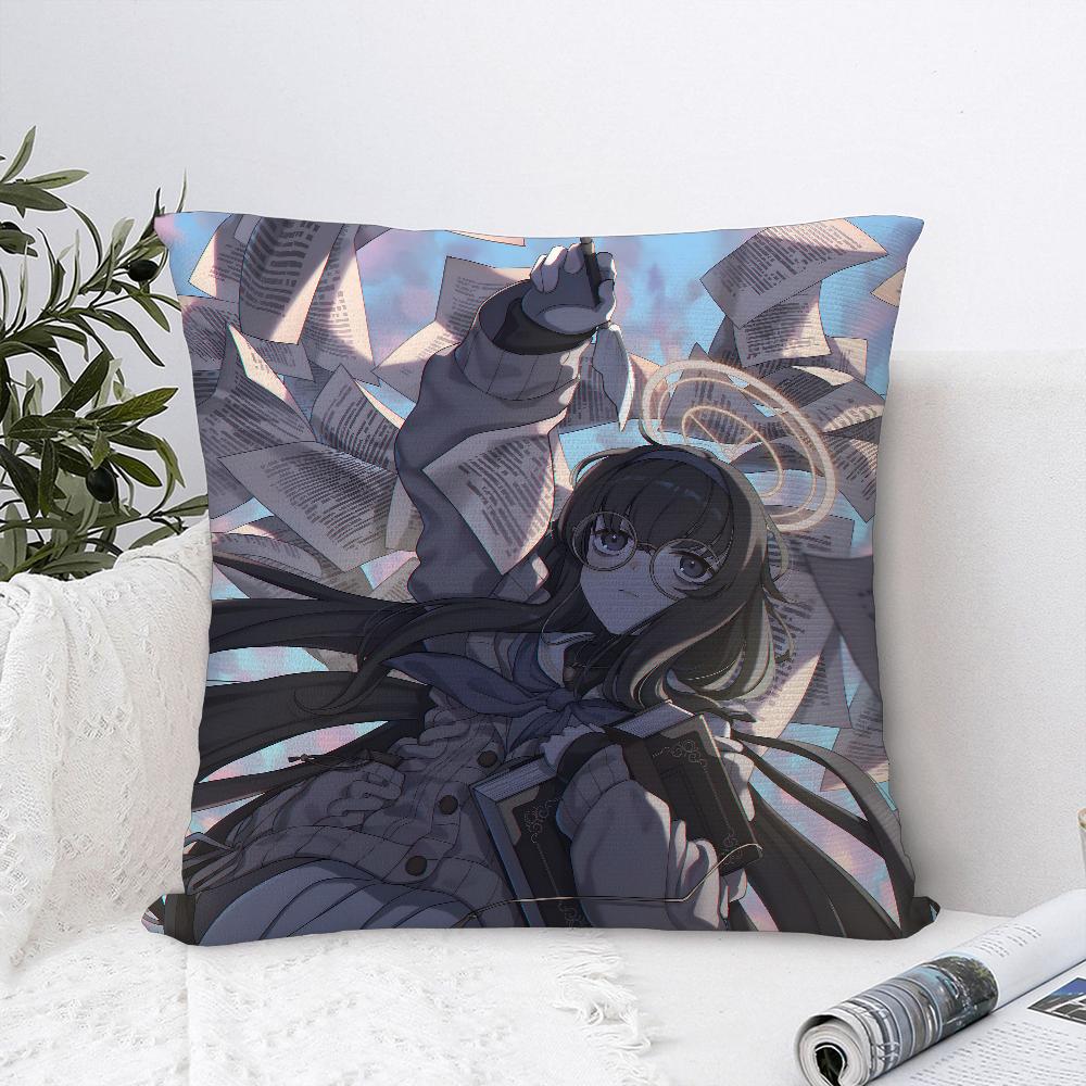 B-Blue Archive Anime Pillow Case Sofa Decorative Home Double-sided Print Plush Square Throw Pillow Covers Cushion Decor Cover