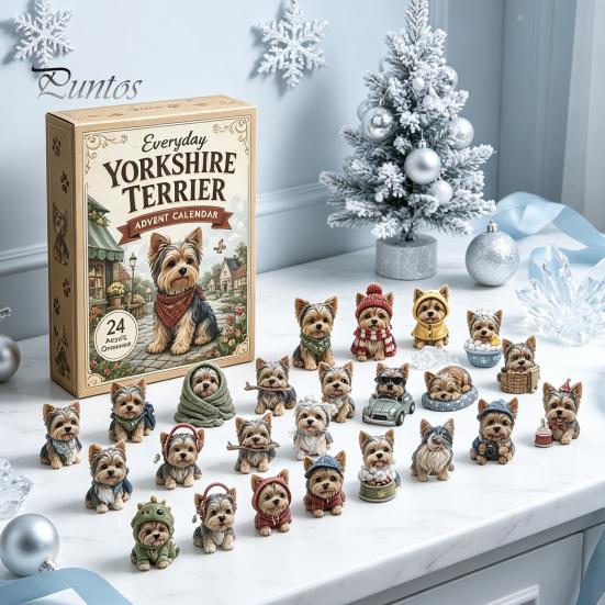 Mini Speelgoed 2026 Hond Kerst Adventskalender, 24 Dagen Puppy Beeldjes Aftellen Avond Verrassing 2D Acryl Schattige Verzamelbare Ornamenten voor Liefhebbers,