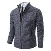 Men's Fleece-Lined Cardigan: Thick Knit Zipper Sweater with Stand-Up Collar for Autumn/Winter 2023