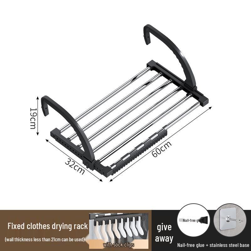 Telescopic Punch-Free Clothes & Shoe Drying Rack for Window Railings and Balcony