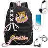 Sailor Moon Printed Student Backpack Ribbon Shoulder Bag Girls School Travel Backpack Large Capacity School Bag