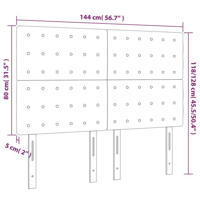 VidaXL Tête de Lit à LED Meuble de Chambre à Coucher Accessoire de Lit Double Tête de Cadre de Lit Intérieur Gris Foncé 3122907