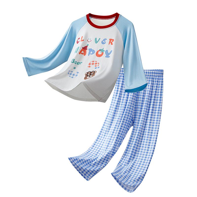 Modal Kids' Pajama Set: Boys' Toddler Short Sleeve & Long Pants, Girls' Cartoon Casual Wear