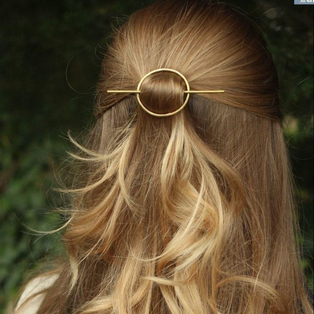 Alloy Geometric Hair Clip Japanese Style Circle Headpiece Casual Hair Accessories For Girls