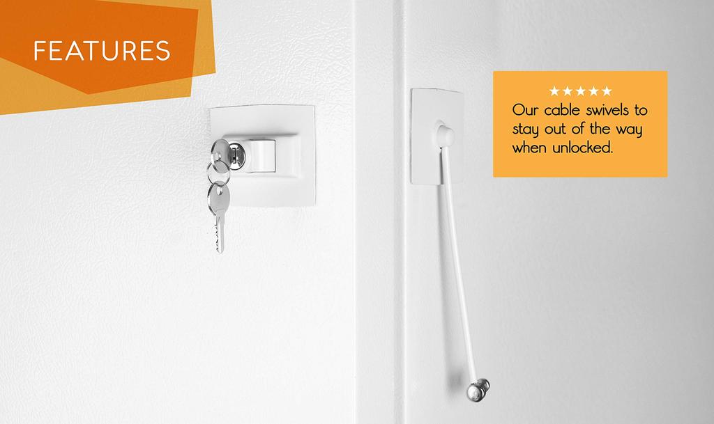 Guardianite Premium Refrigerator Lock with Key Lock Built-in (White)
