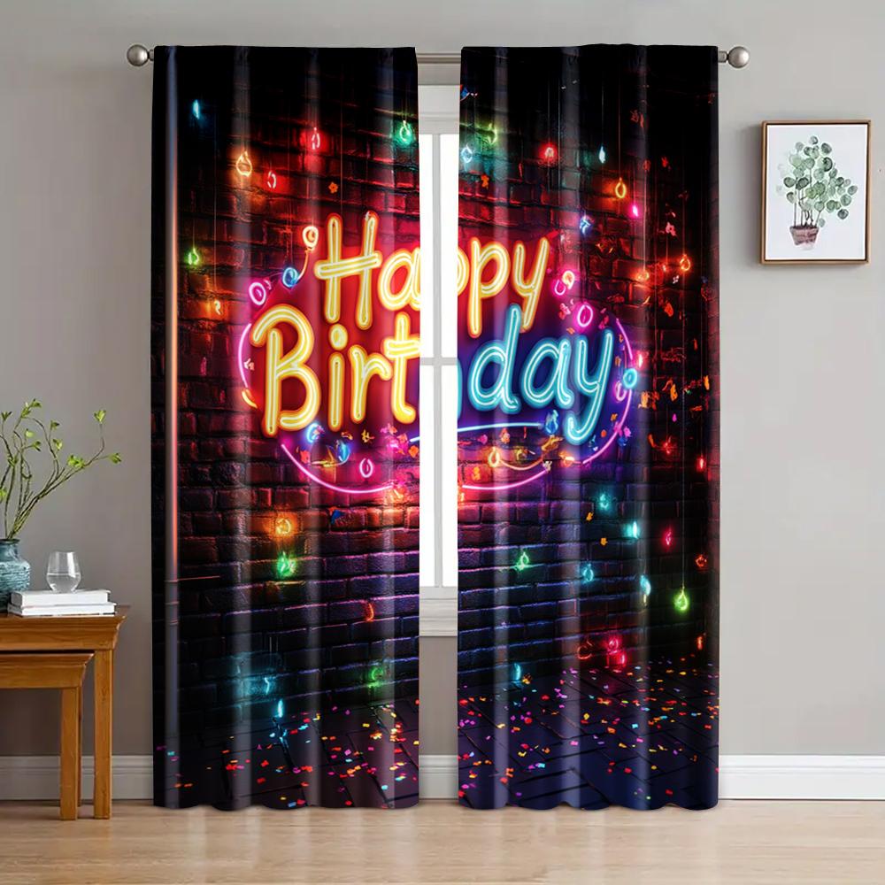 

2 шт., Шторы С Днем Рождения Светофильтр летние украшения для вечеринки Использовать для украшения квартиры 29x65in(75x166cm)