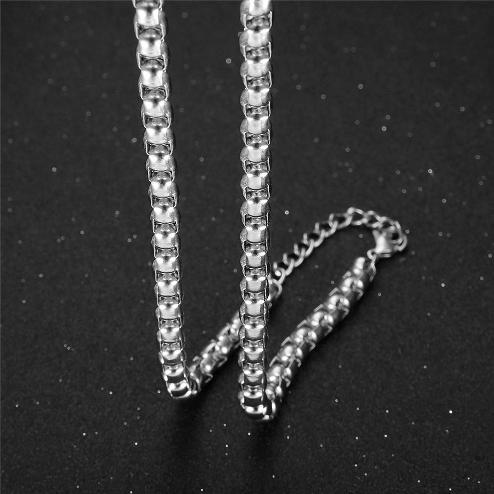 CHOKER Silver Color Stainless Steel 6.5mm Men Long Choker Box Chain Necklace for Women Vintage Party Jewelry