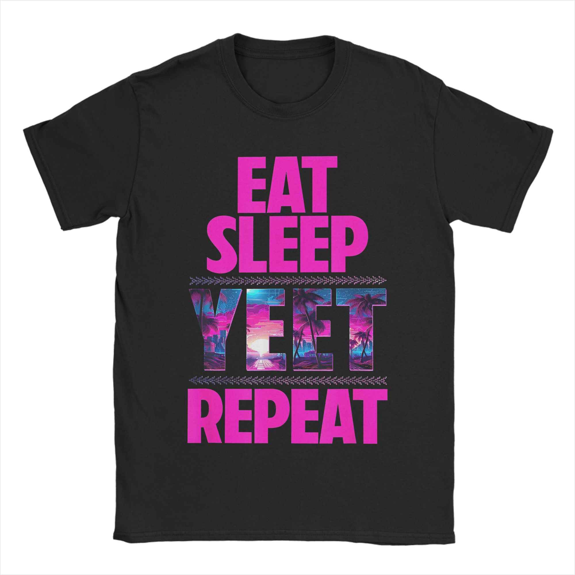 

Funny Eat Sleep Yeet Repeat Vintage TShirt for Men Crew Neck Cotton T Shirt Short Sleeve Tee Shirt Plus Size Tops S