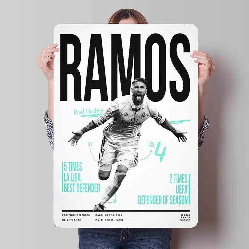 Sergio Ramos Metal Sign Sports Poster Room Decoration Man Cave Vintage Tinplate Sign Plaque for Wall Art Decoration Retro Home