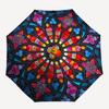 1pc Stained Glass Bird Design Automatic Folding Umbrella, Portable 3-Fold Design with 8-Bone Iron Frame, Outdoor, Festive Gift for Fans, Travelers, Da