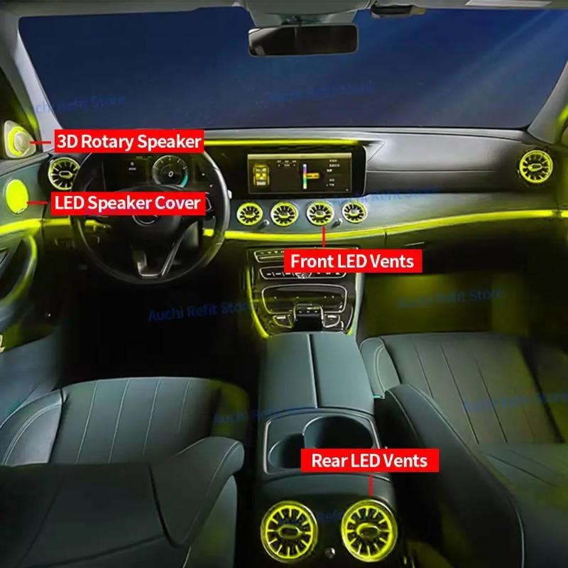 Hot Interior Mouldings 64 Colors LED 3D Rotating Tweeter Speaker Air Vents Interior Ambient Light For Mercedes Benz W213 E-Class