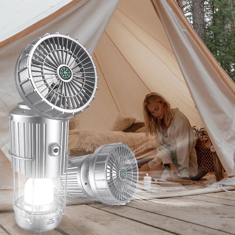 4500LM Portable LED Solar Outdoor Camping Folding Tent LightUSB Charging Emergency LightOutdoor Tent LightNew Electric Fan Camping Light