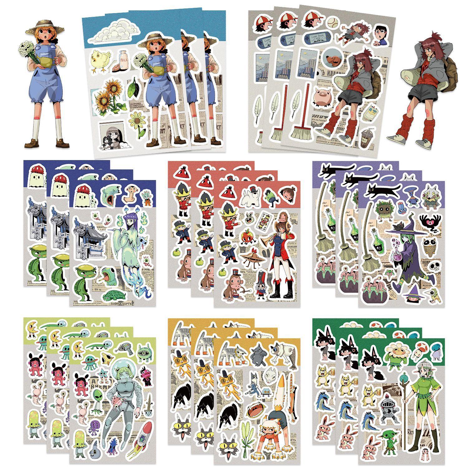 

8 Korean Cartoon Characters Collage Hand-on DIY Decoration Mobile Phone Case Decoration Waterproof Stickers