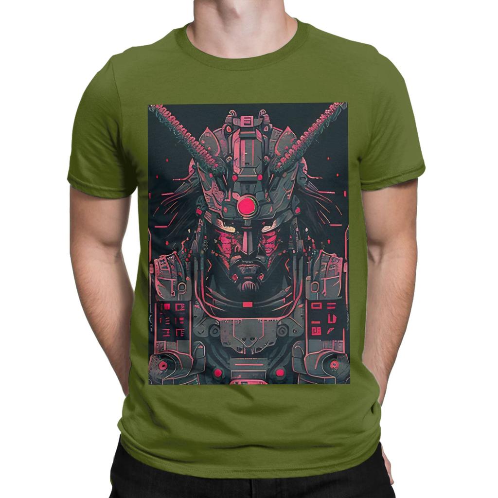 Cyber Samurai Punk Black Poster Novelty 100 Cotton TShirt Cyber Samurai Punk Tees Tops For Unisex