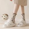 Polka Dot Socks for Women's Autumn and Winter Mid-calf Socks, Fleece Thickened Warm Long Socks, Fleece Sleeping Floor Socks