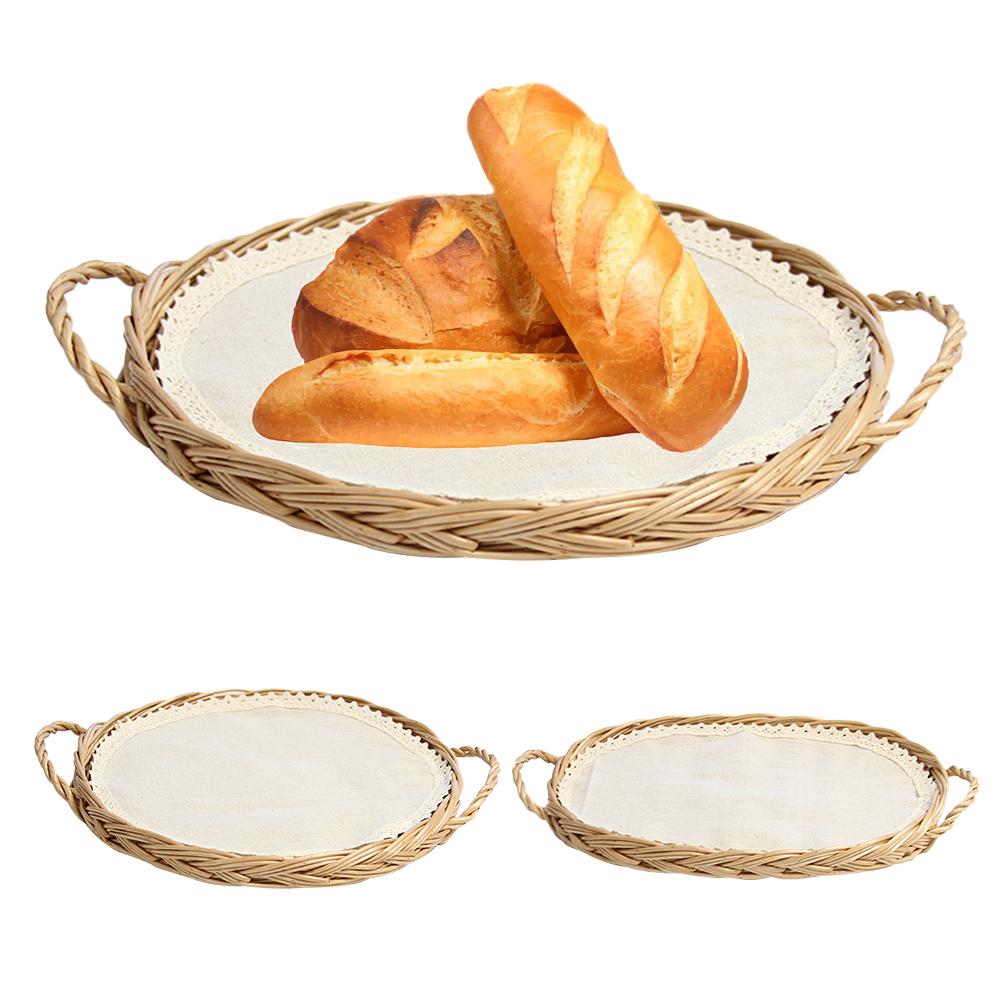Buy Wicker Bread Basket Handmade Round Cracker Serving Tray with