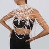 Fashion Tribal Style Hollow Woven Pearl Shawl Body Chain Retro Layered Exaggerated Sexy Body Chain All Match Women Jewelry