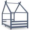 VidaXL Kid's Bed Frames Slat Base Slat Frame Bedroom Furniture Home Interior Grey 90x200 Cm 289615