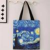 Van Gogh Series Linen Bag Oil Painting Starry Night Sunflower Apricot Flower Coffee Holder Handbag SuperLight Shoulder Bag