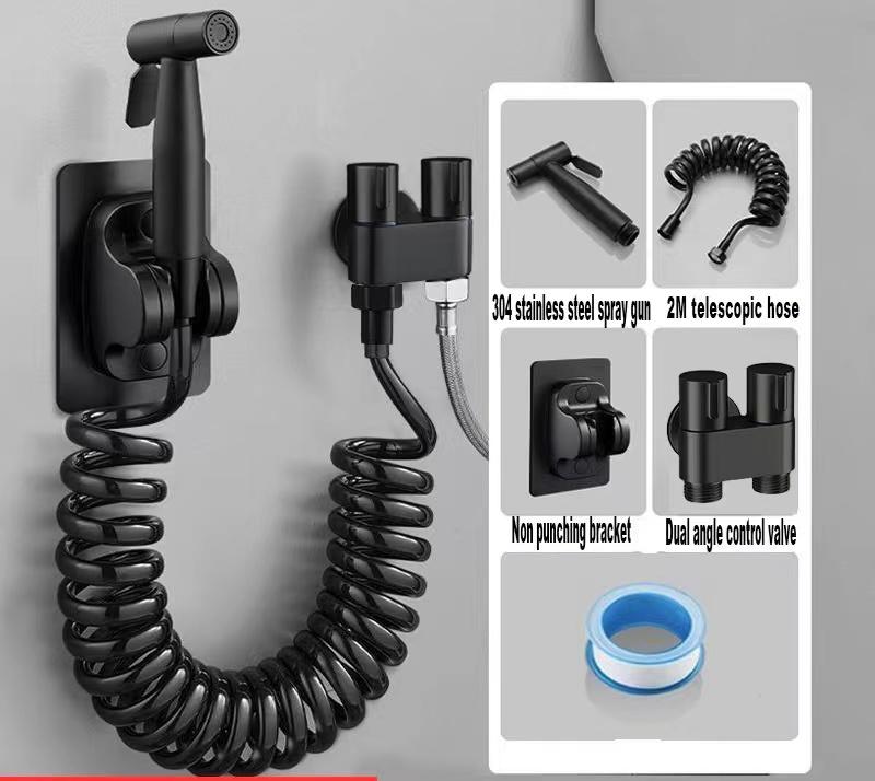 

Ручной распылитель для смесителя для унитаза и биде из нержавеющей стали, набор распылителей для биде в ванной комнате, ручной распылитель, насадка для душа, самоочищающаяся, без удара чёрный