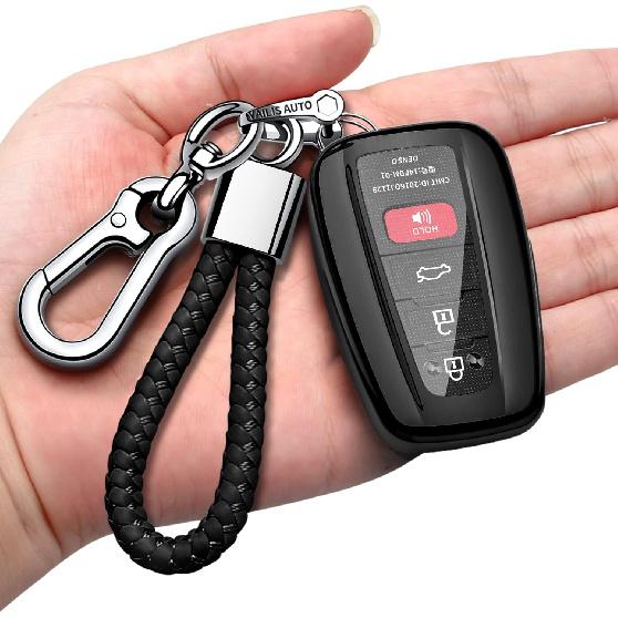 Autophone for Toyota Rav4 Key Fob Cover with Keychain Soft TPU Key Shell Case,Compatible With -2025 Rav4 Smart Key-Red