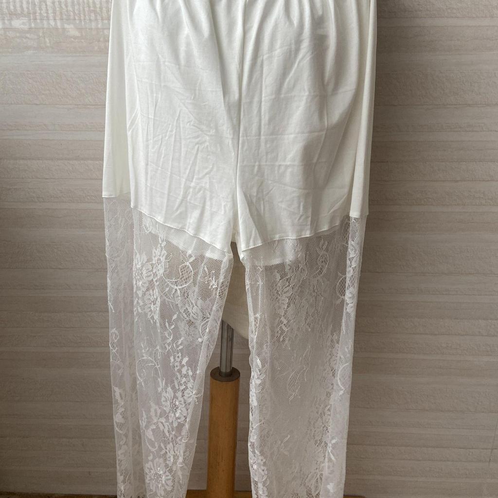 Leggings Hanfu Corti 7/10 da Donna in Pizzo e Pile - Strato Interno Caldo Stagionale Anti-esposizione