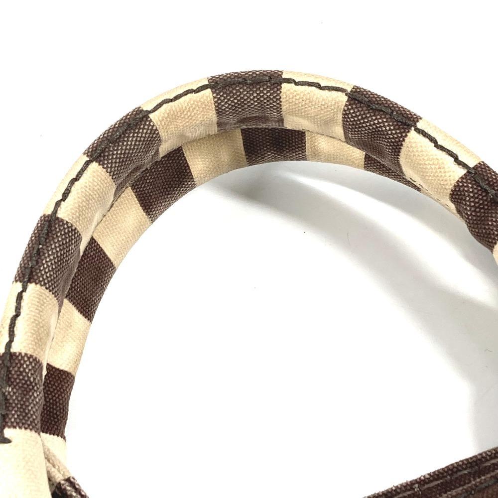 Prada Canapa Logo Border Bag Tote Bag Hand Bag Canvas Brown/White