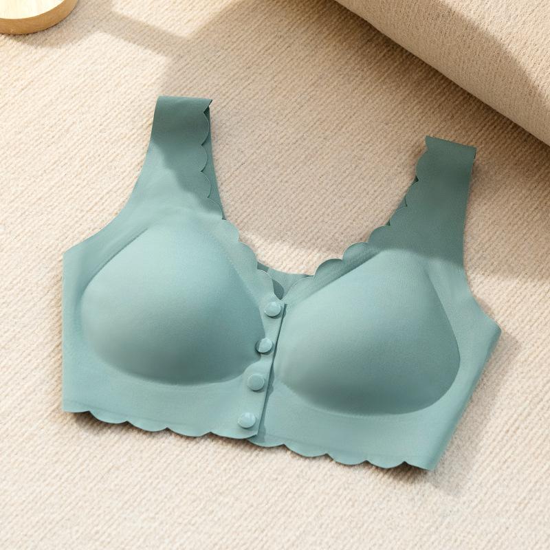 Ice Silk Wireless Bra: Seamless Front-Closure for Middle-aged and Elderly Women
