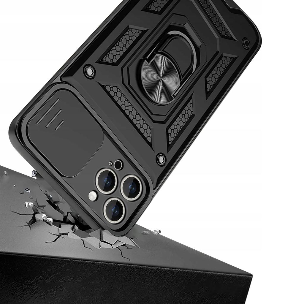 Case for iPhone 16 Pro Max ARMOR SLIDE RING REINFORCED BACK + 9H GLASS