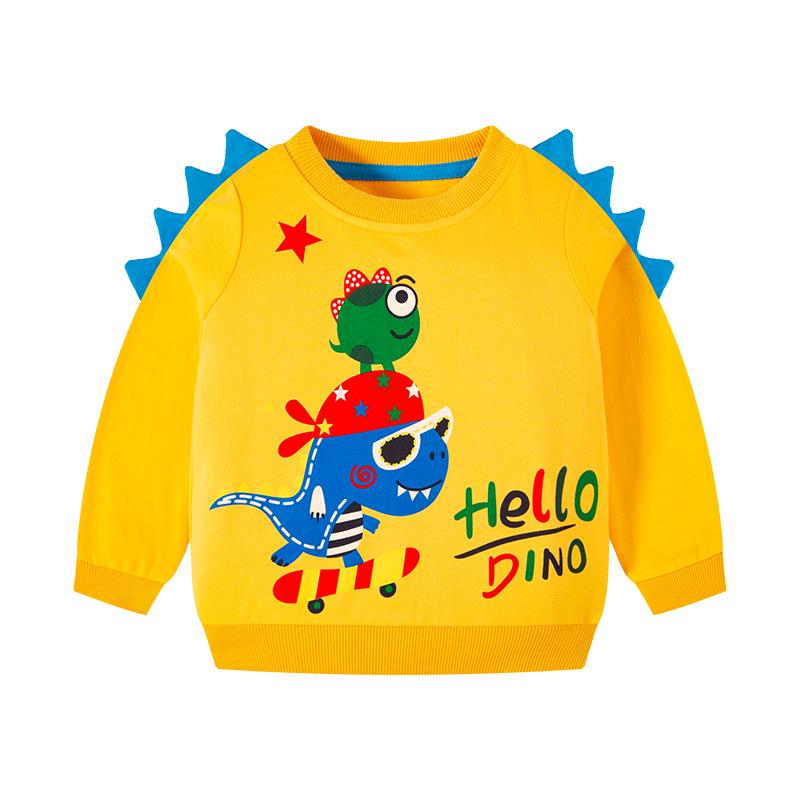 2026 Kids Cartoon 3D Dinosaur Hoodie - Spring/Autumn Round Neck Pullover for Boys 130 cm