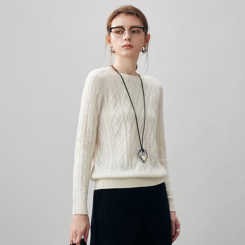 KomongBoka Women's 2025 Autumn/Winter Cable Knit Cashmere Sweater