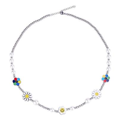 Halskette für ein weißes Lächeln Niedliche Blume Geburtstagsaccessoire Herren, Perle, Chrysantheme, Halskette, Anhänger, Titan, Hypoallergen, Geschenk,