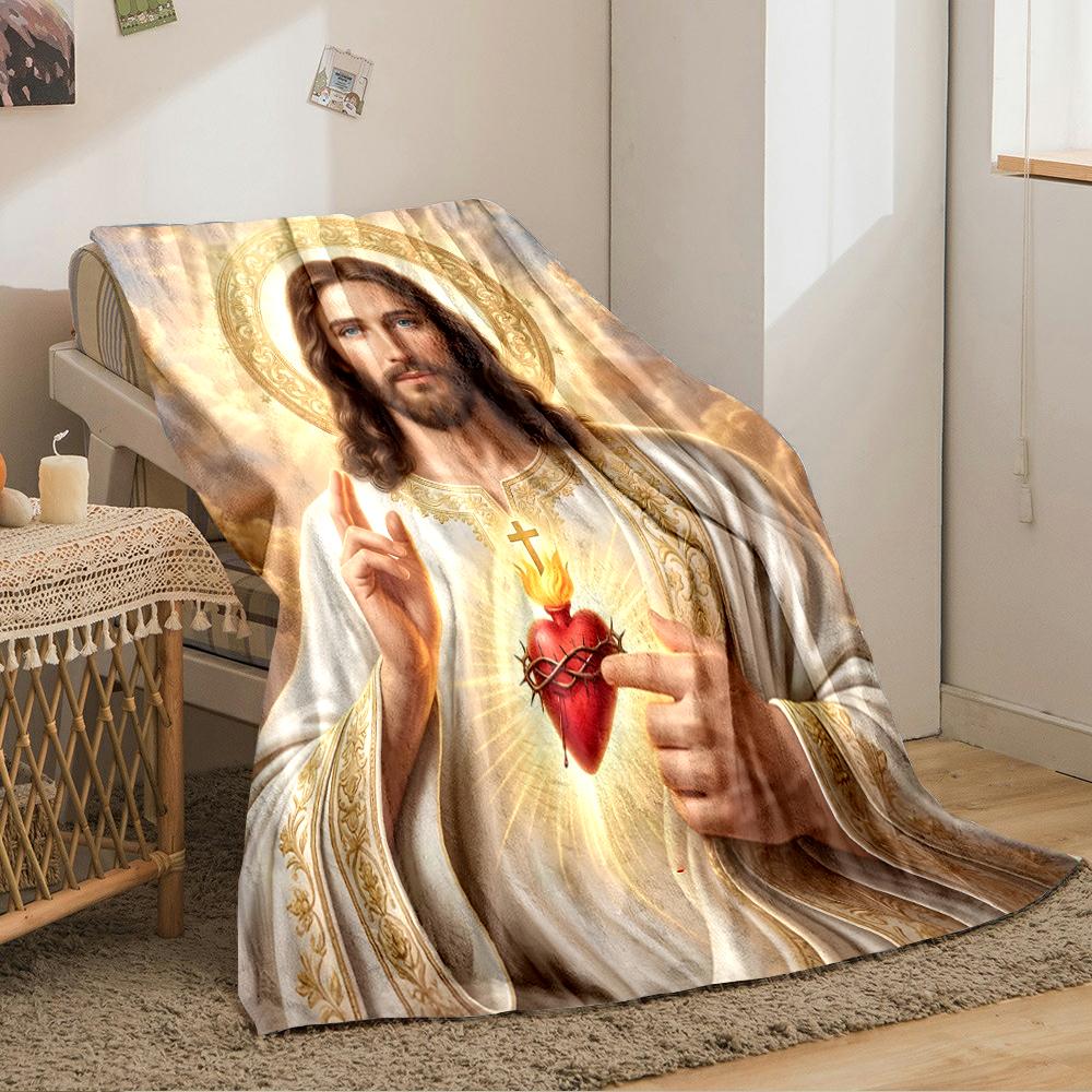 Sacred Heart Religious Icon BlanketFlannel blanket for bedroom, living room, sofa, and nap