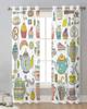 Teapot Pastry Fruit Teacup Flowers Sheer Curtains for Living Room Decoration Window Curtains Kitchen Tulle Voile Curtains