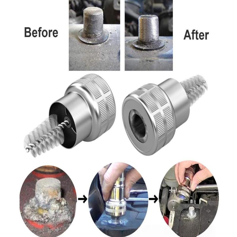 Car Battery Wire Brush Terminal Cleaner for Battery Post Maintenance Corrosion Removal Tool for Home and Garage