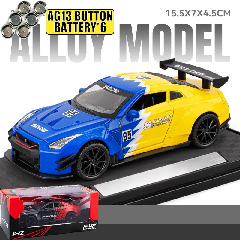 JDM 1:32 Nissan GTR R35 Skyline Ares Aleación Metal Fundición a Presión Modelo de Coche Decoración del Hogar y Adornos para Escritorio de Ordenador Regalo de Vacaciones