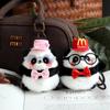 Cute Panda Plush Keychain Ornament - Cartoon Bag Doll Pendant with Rose Decoration