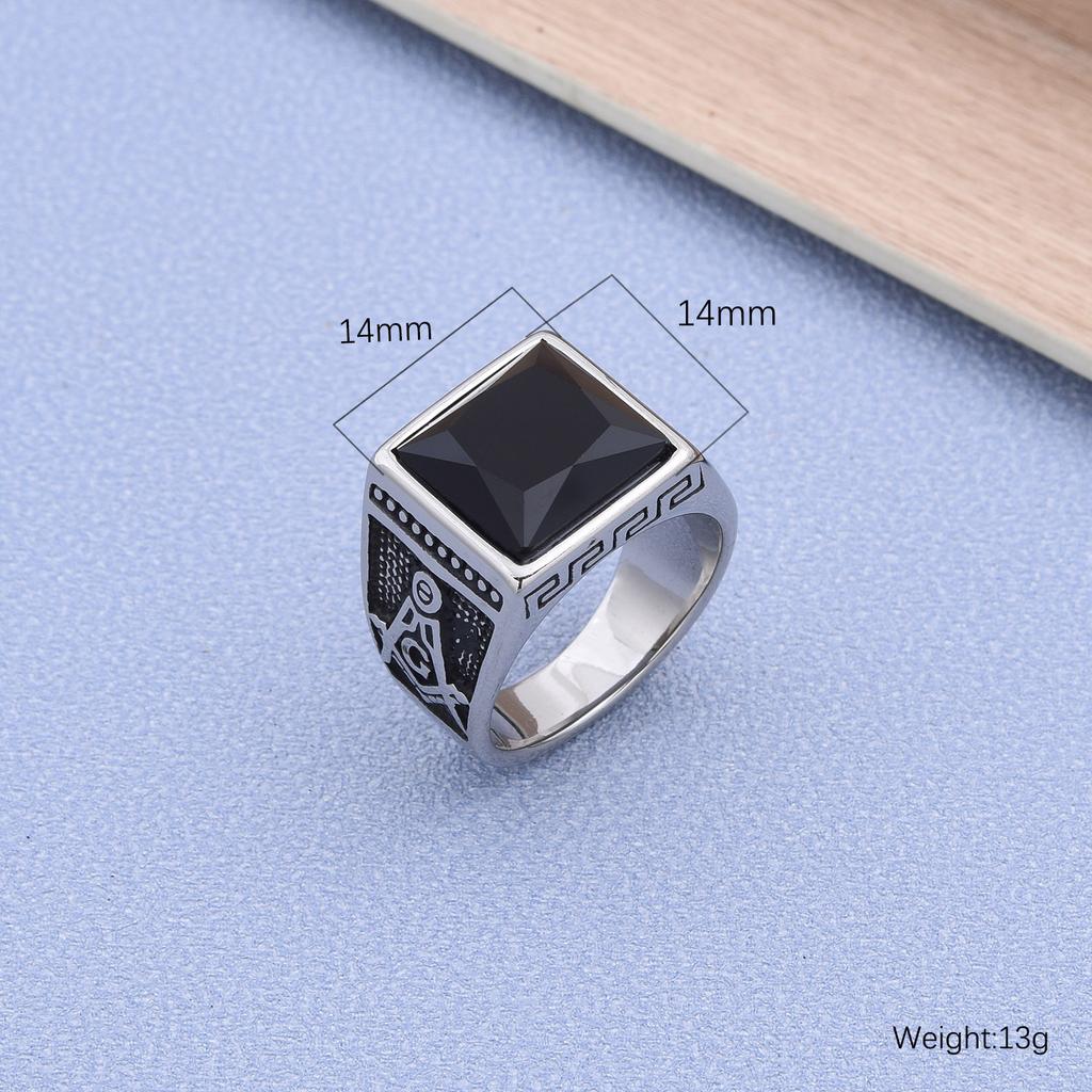 R3430 Freimaurerei Vergoldung Herren Hochwertig 316L Edelstahl Onyx Uhrenarmband Ringe Klassisch Trend Schmuckprodukt