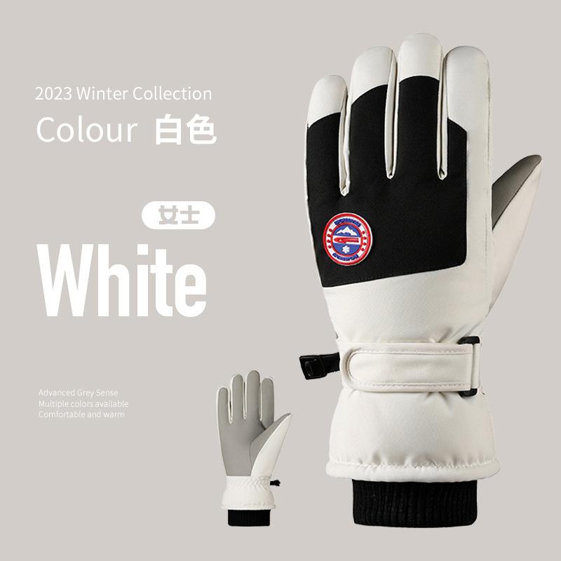 Ski Gloves Fleece Men's and Women's Ski Gloves Female Students Outdoor Electric Vehicle Riding Fleece Finger Gloves Men's Winter