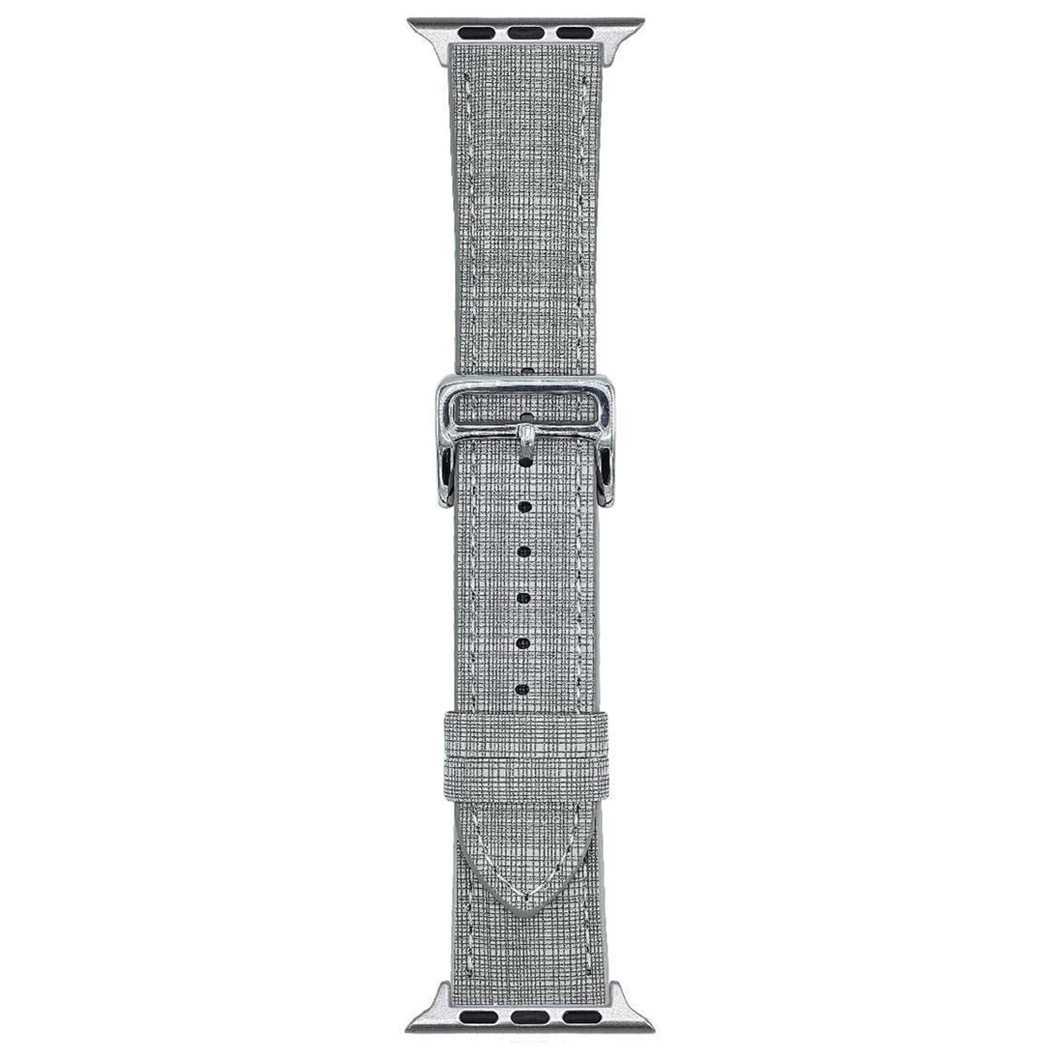 

Watch Band For Apple Watch Series 10 9 8 7 SE 6 5 4 3 2 1 42mm 41mm 40mm 38mm Braided Checkered Pattern Leather Wrist Strap Light Grey