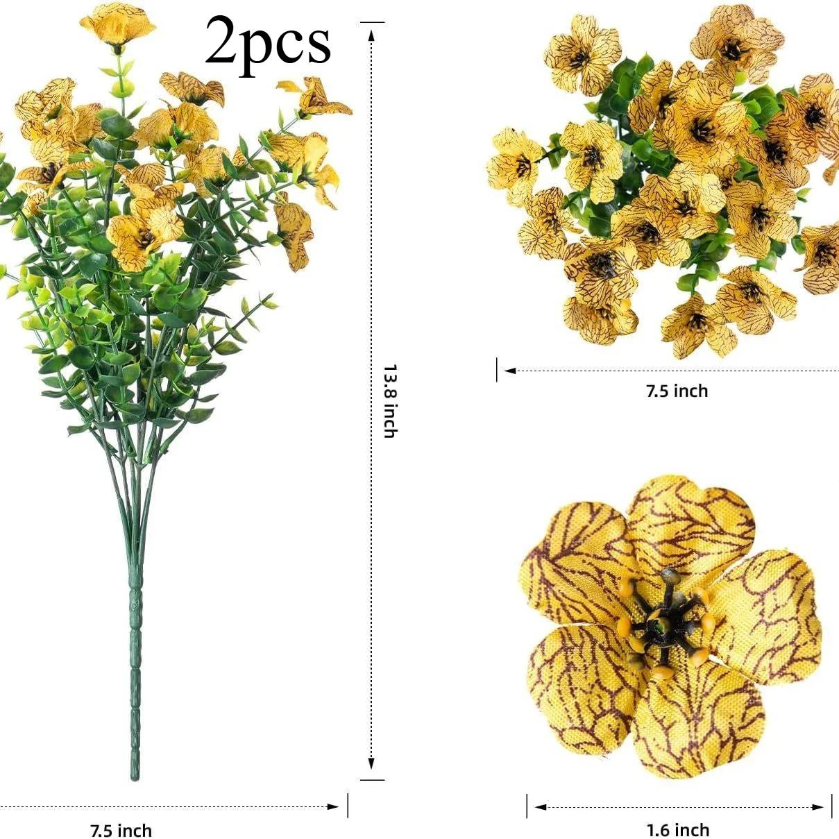 

Artificial Plant Flower Silk Plastic Eucalyptus Violet Hotsale Wedding Christmas Decor Home Vase Outdoor Garden Bonsai Party DIY 2pcs жёлтый