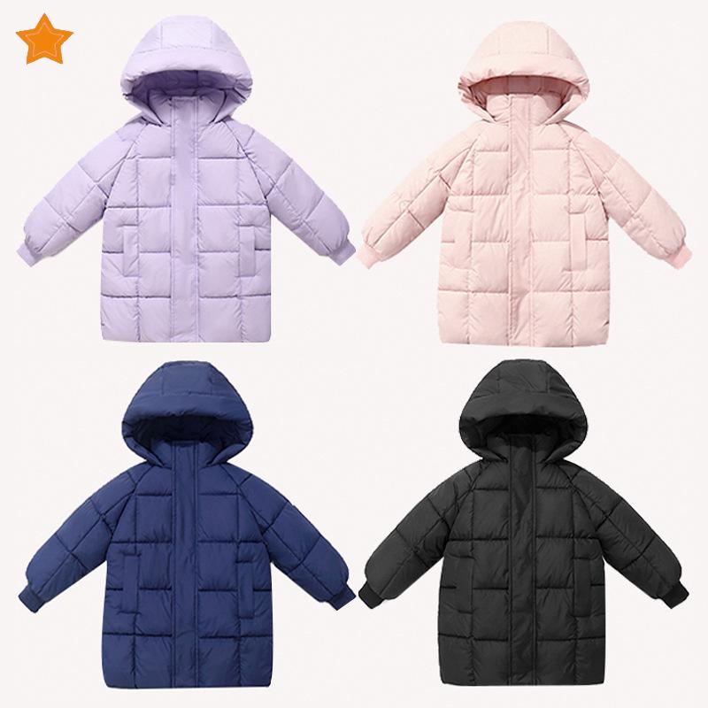 Kinder Verdickte Baumwollgepolsterte Kleidung, Herbst- und Winter Daunen Baumwollgepolsterte Jacken für Jungen und Mädchen, Lange Mäntel, Daunenjacken